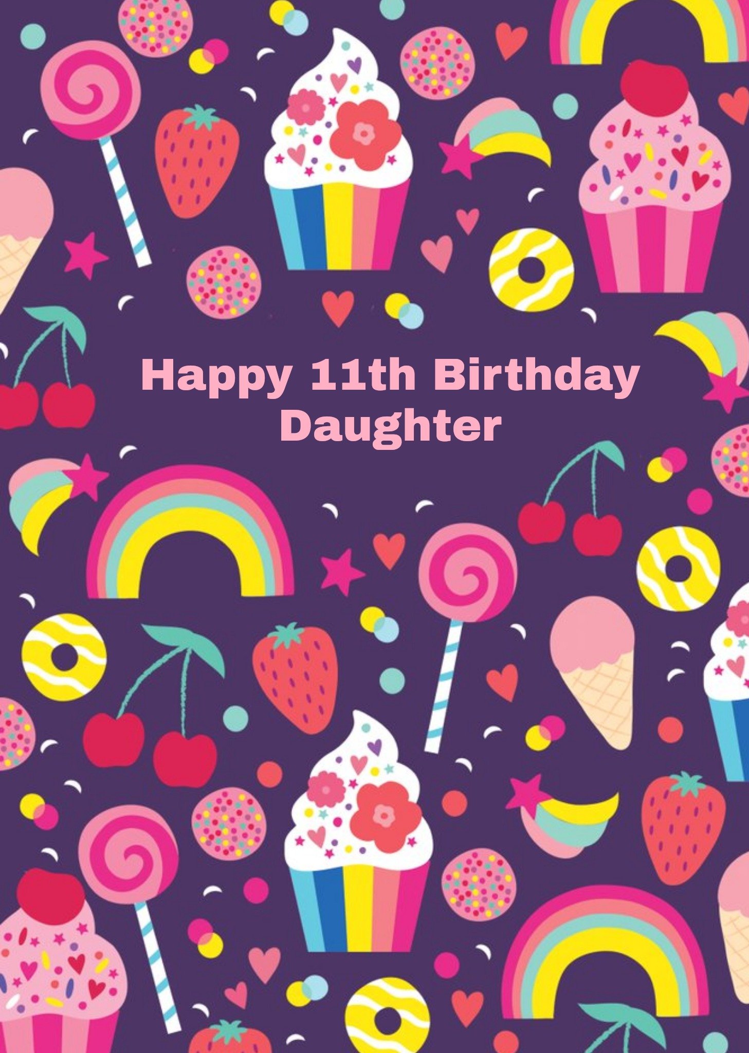 Rainbow Daughter 11Th Birthday Card Ecard