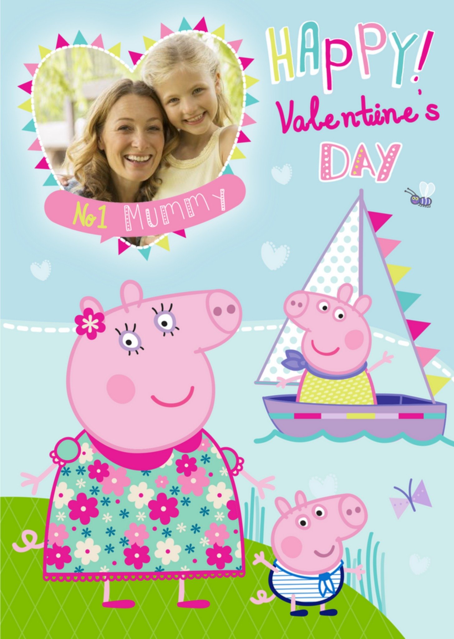 Peppa Pig Happy Valentines Day Photo Card, Large