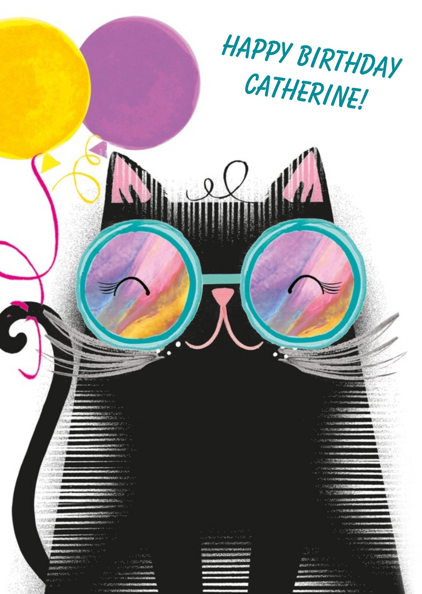 Moonpig Stylish Kitty Cat Happy Birthday Card, Large