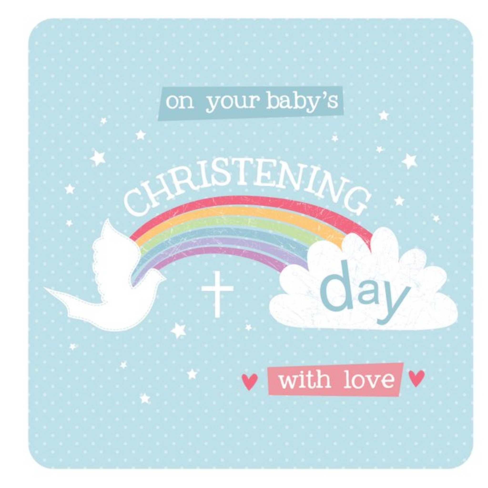Moonpig On Your Baby's Christening Day With Love Rainbow Cute Card, Large
