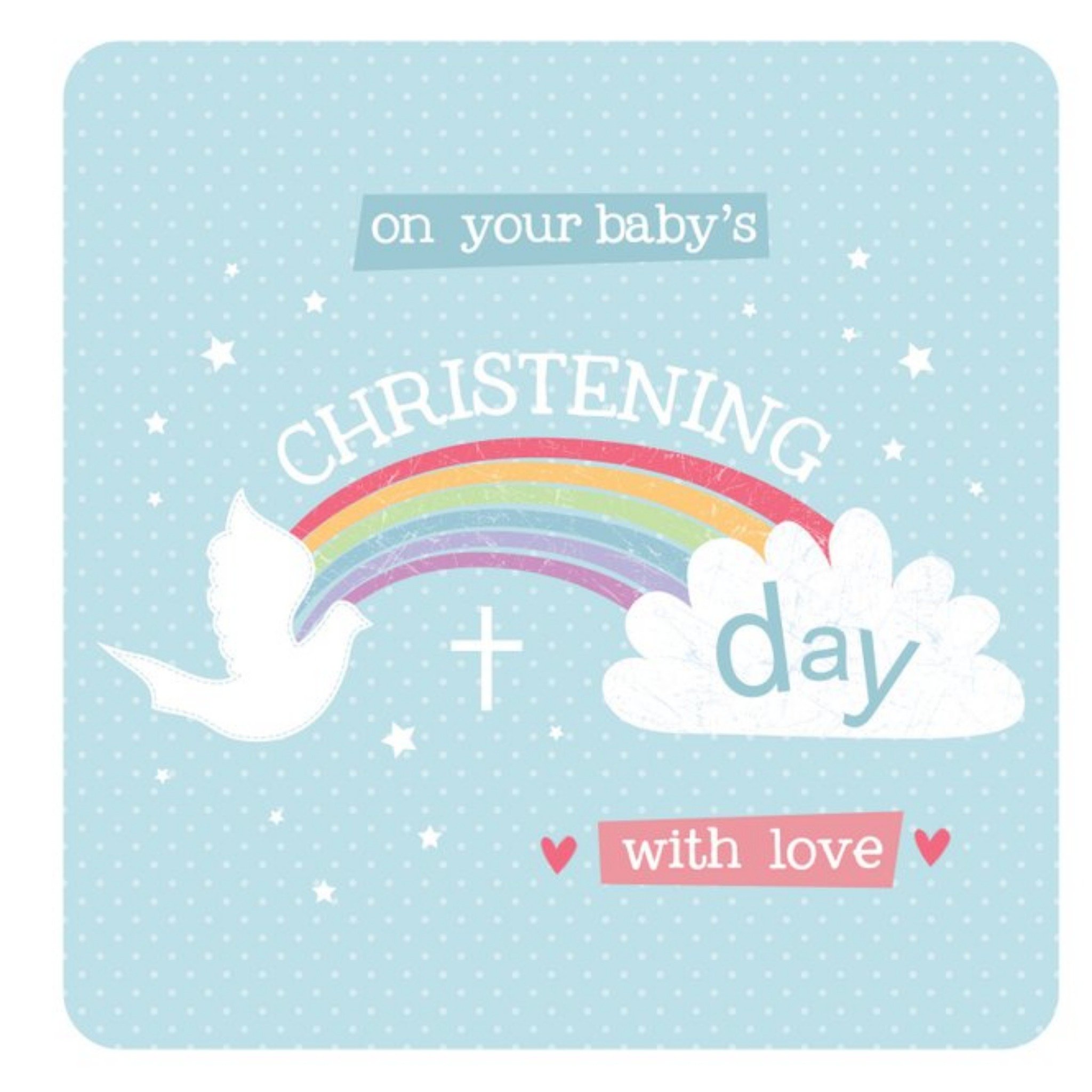 On Your Baby's Christening Day With Love Rainbow Cute Card, Square