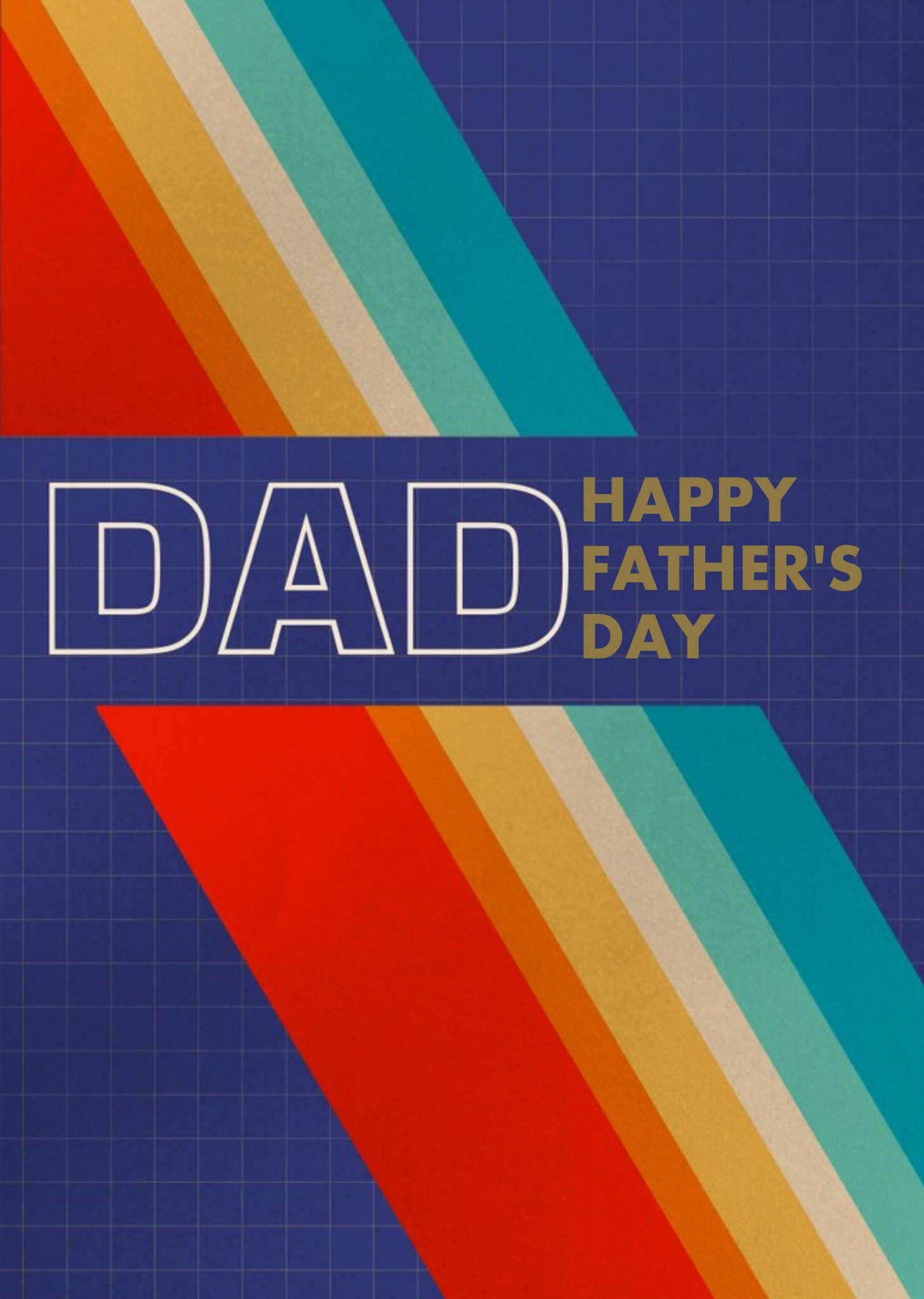 Illustrated Retro Rainbow Father's Day Card Ecard