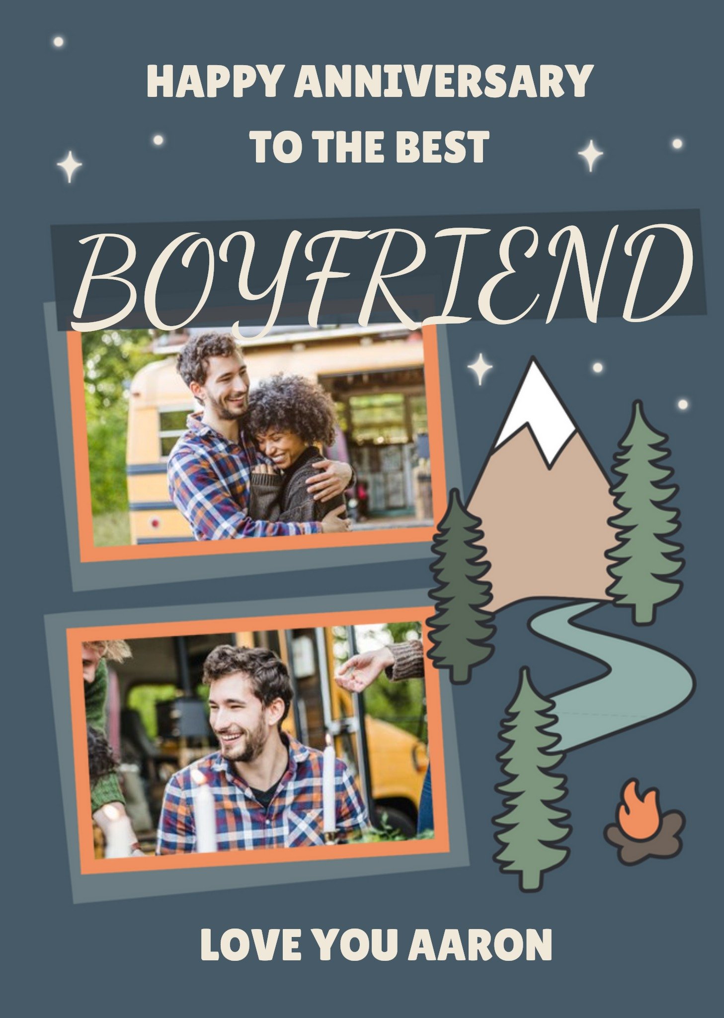 Moonpig Outdoor Adventure Camping Scene Boyfriend Anniversary Card, Large