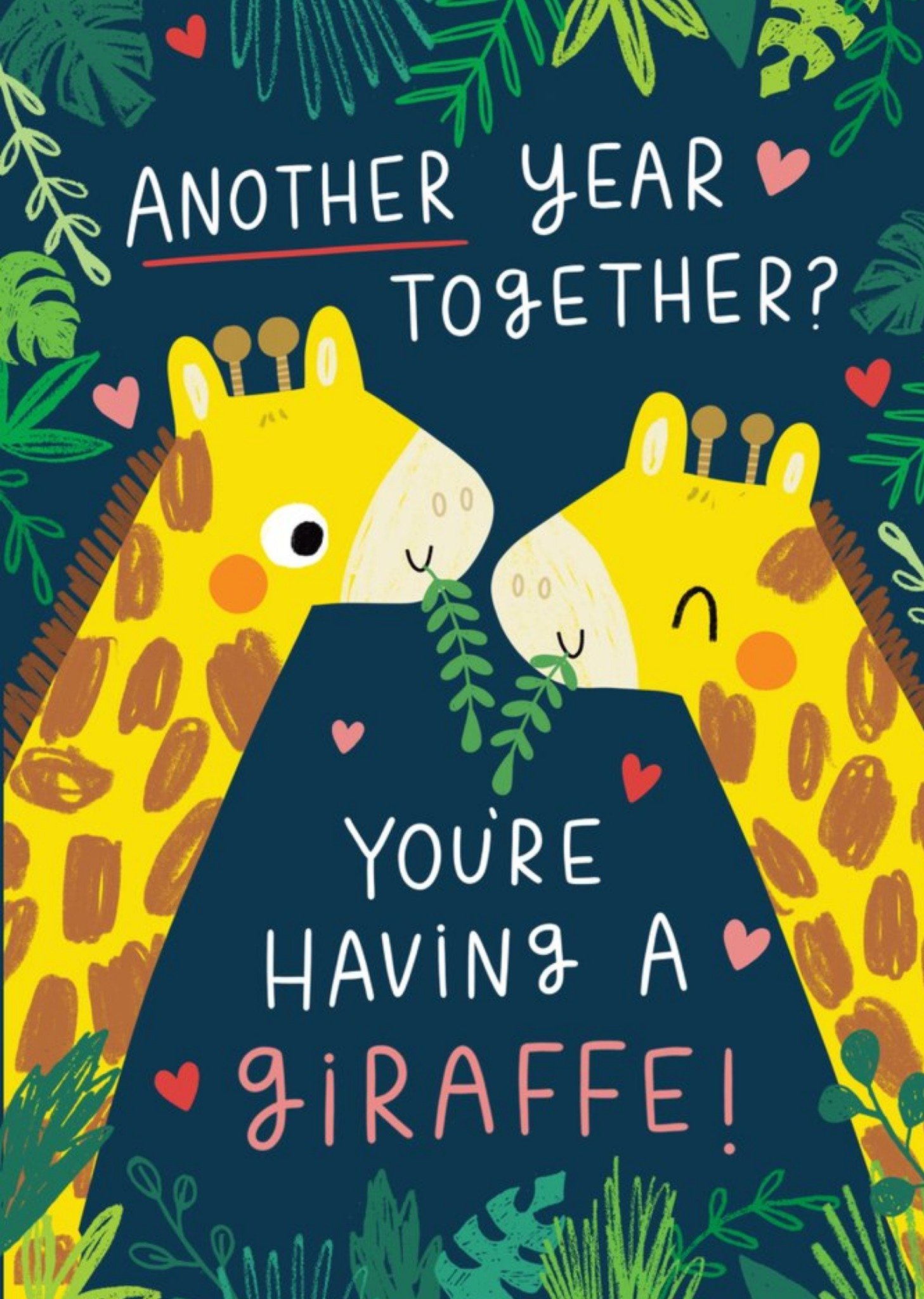 Jess Moorhouse Cute Illustrated Giraffes Anniversary Card Ecard