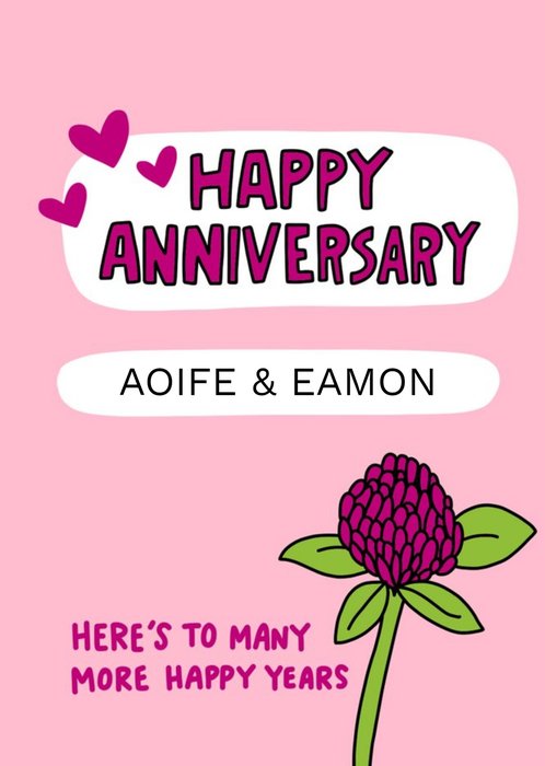 Illustration Of A Thistle On A Pink Background Happy Anniversary Card