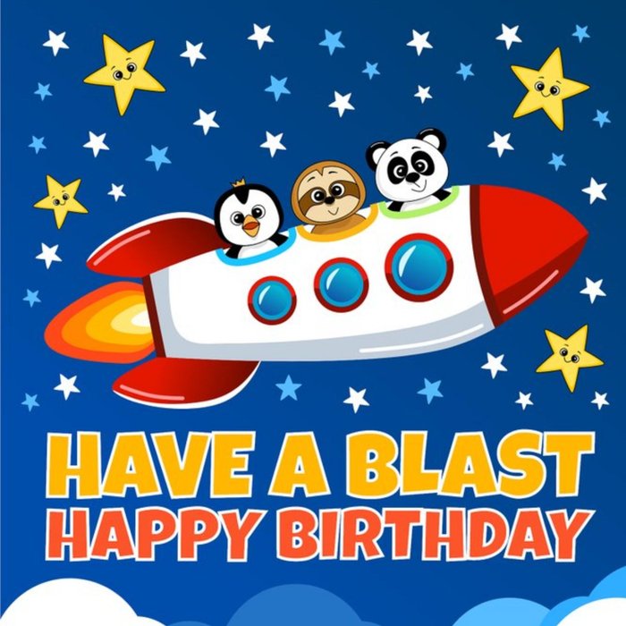 Space Ship Have A Blast Children's Birthday Card