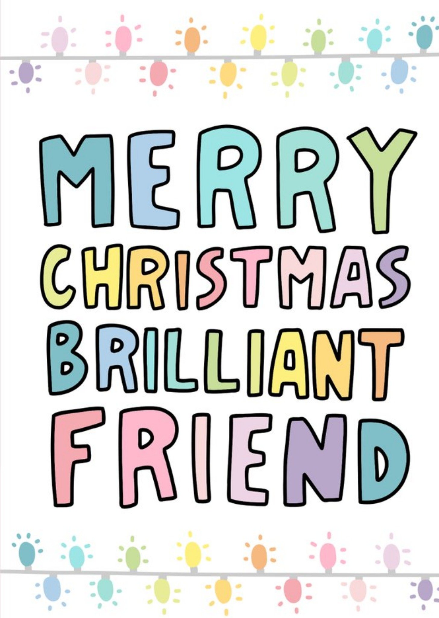 Moonpig Merry Christmas Brilliant Friend Typographic Card, Large