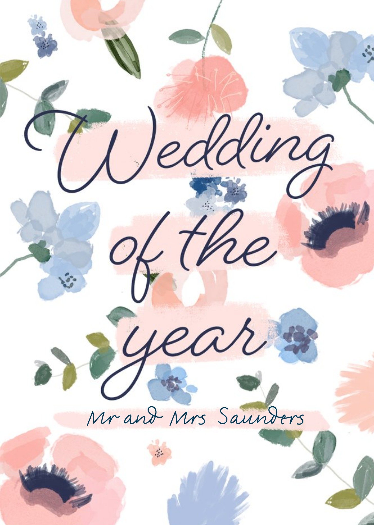 Moonpig Floral Wedding Of The Year Wedding Card, Large
