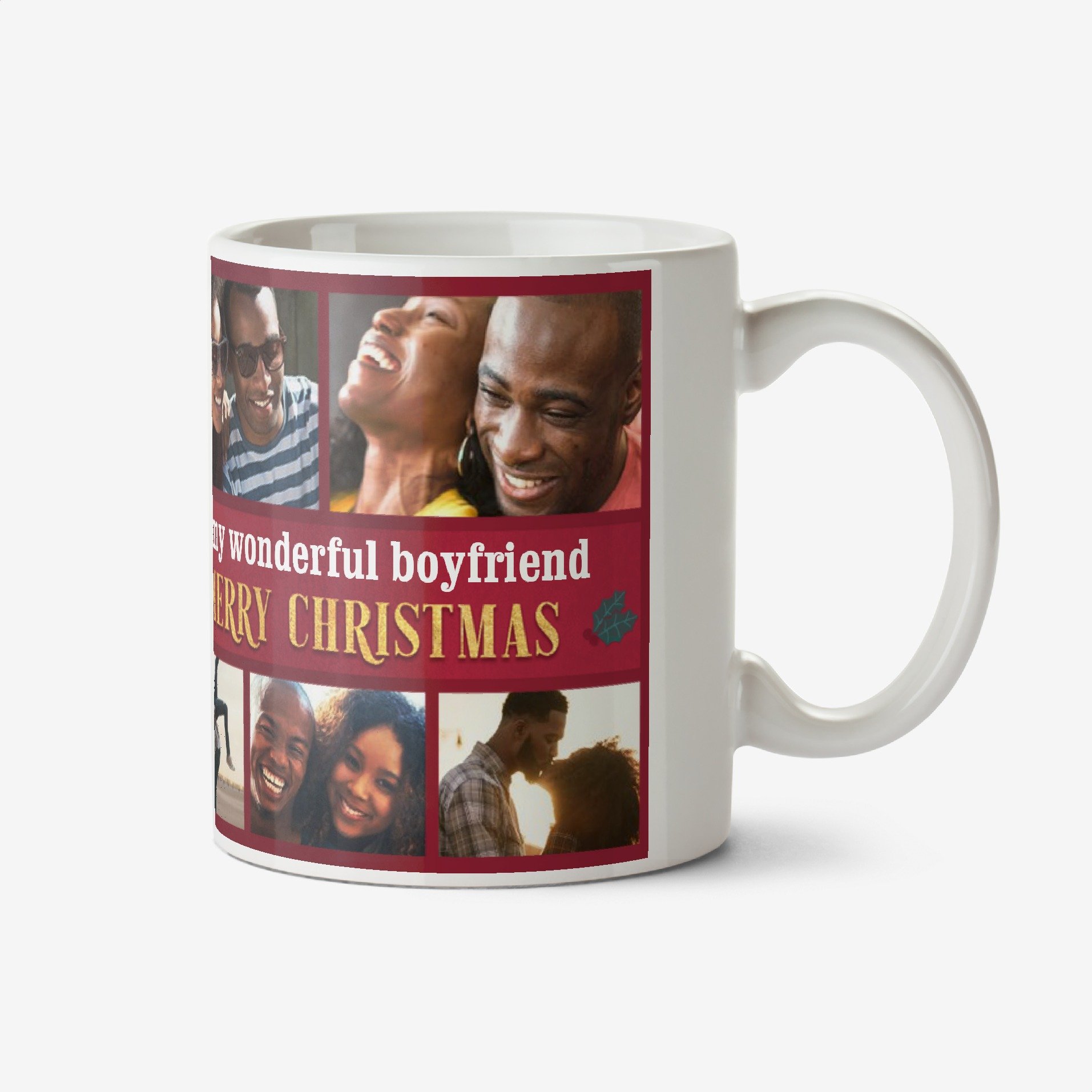 To My Wonderful Boyfriend Multiple Photo Upload Christmas Mug Ceramic Mug