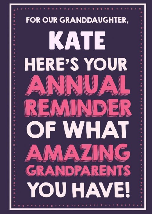 Jam and Toast Typographic Funny Humour Granddaughter Birthday Card