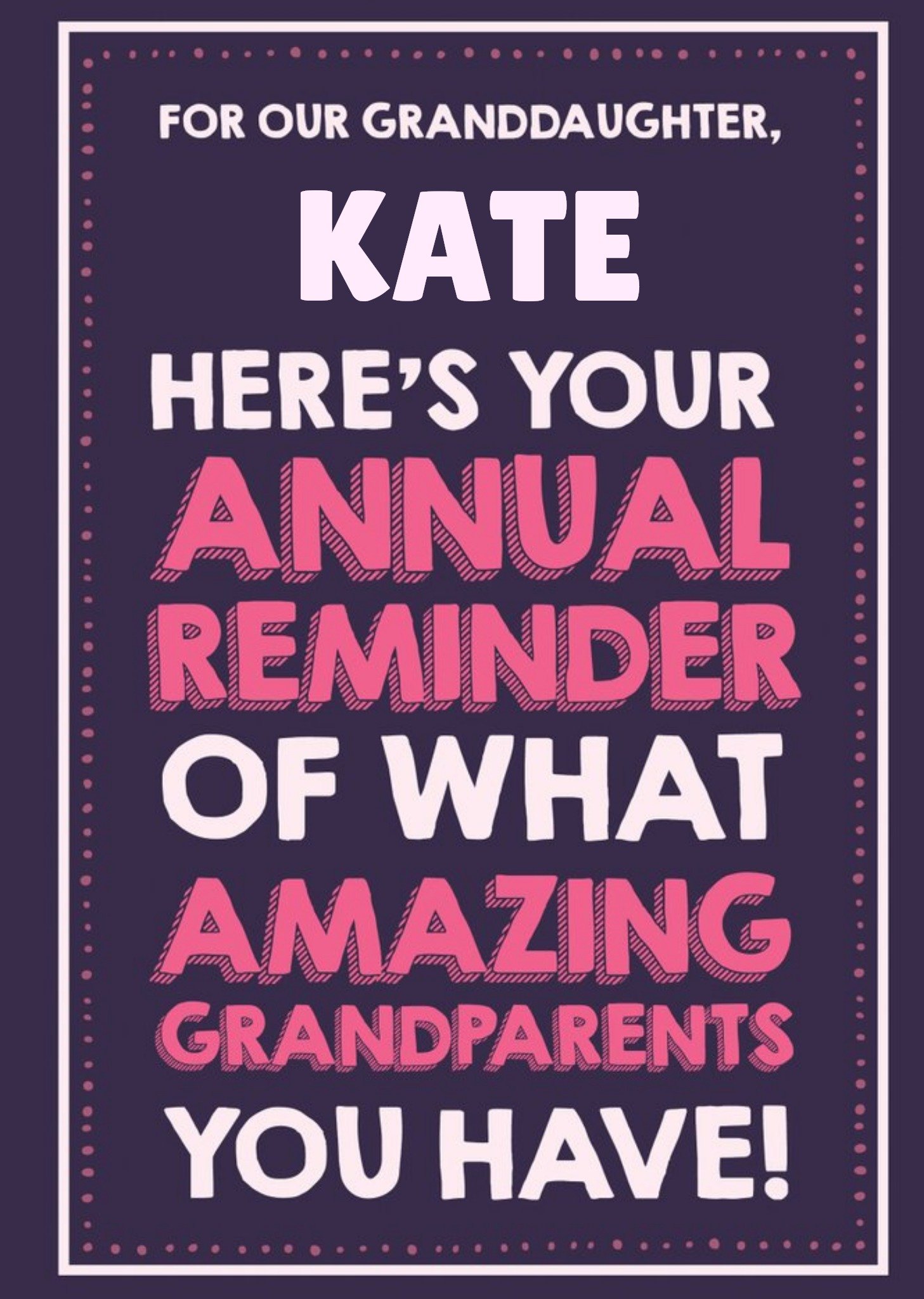 Jam And Toast Typographic Funny Humour Granddaughter Birthday Card Ecard