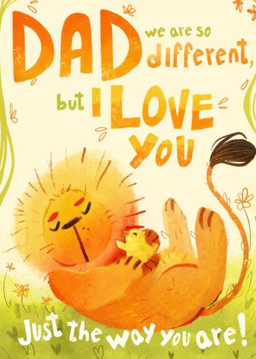 Dad We Are So Different Cute Illustrated Father's Day Card