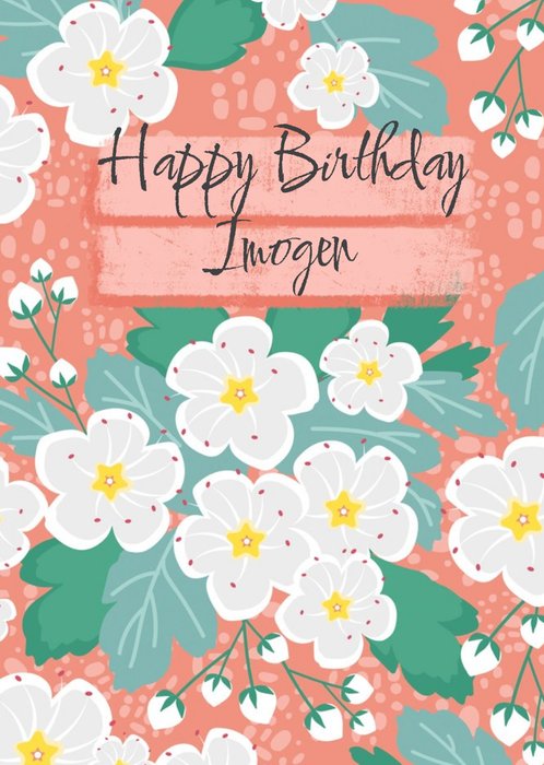 Dinky Rouge Pretty Blossom Floral Birthday Card