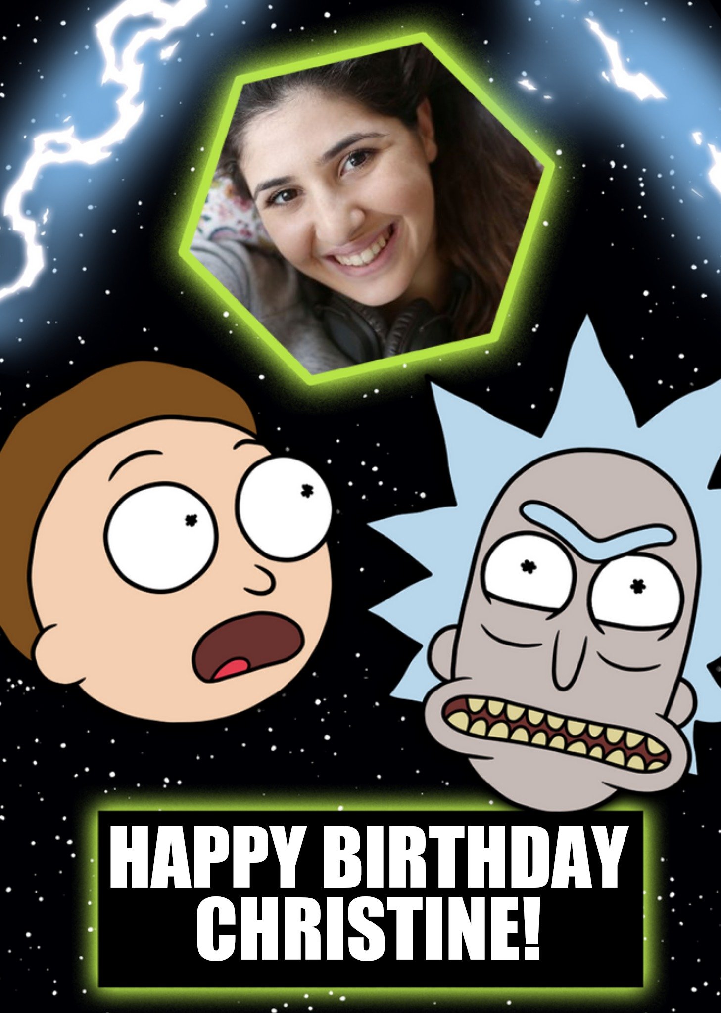 Moonpig Rick And Morty Funny Faces Cartoon Photo Upload Birthday Card From Adult Swim, Large