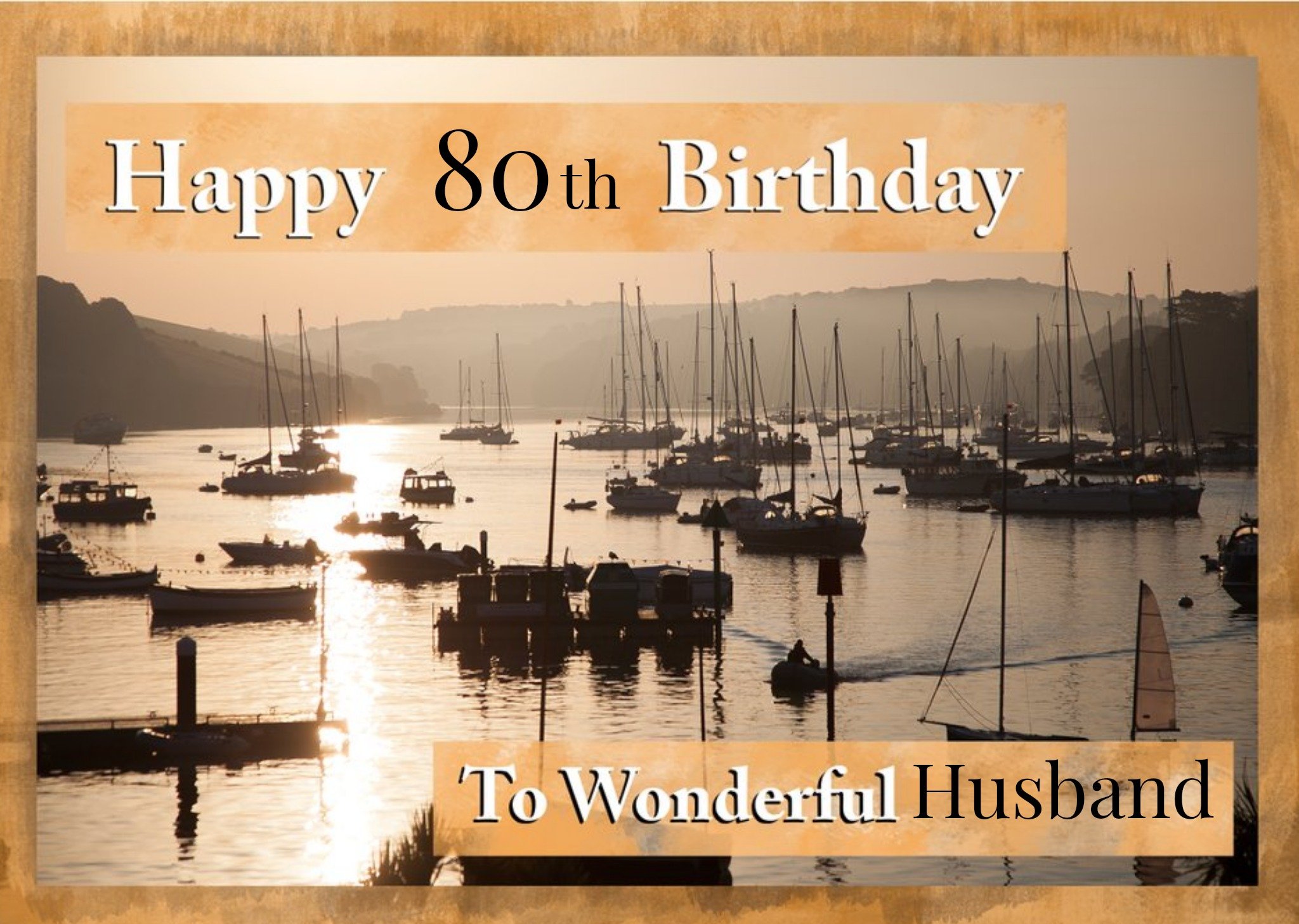 Colourful Boat Photographic Travel Husband Birthday Card Water Milestone 80 Dad Brother Traditional Ecard