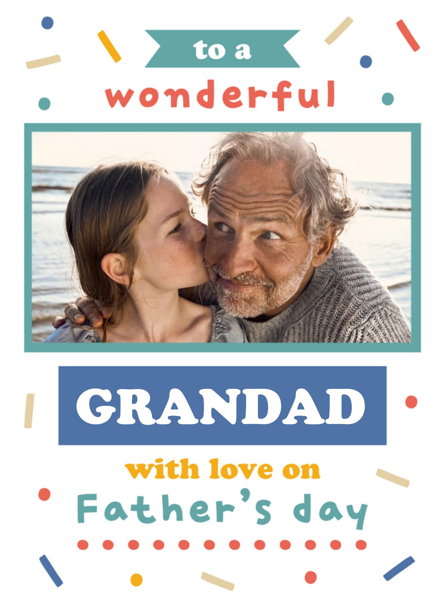 Moonpig To A Wonderful Grandad With Love On Father's Day Typographic Photo Upload Card, Large