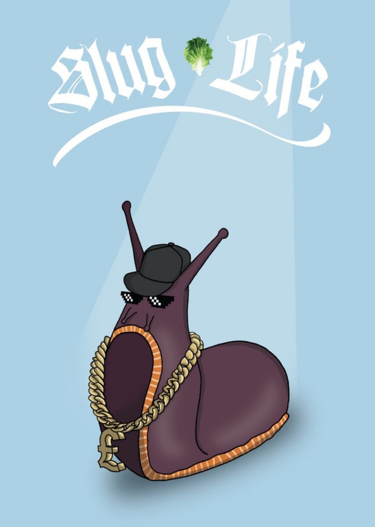 Moonpig Slug Life Thug Ganster Pun Card, Large