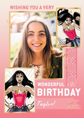 Wonder Woman photo upload birthday card
