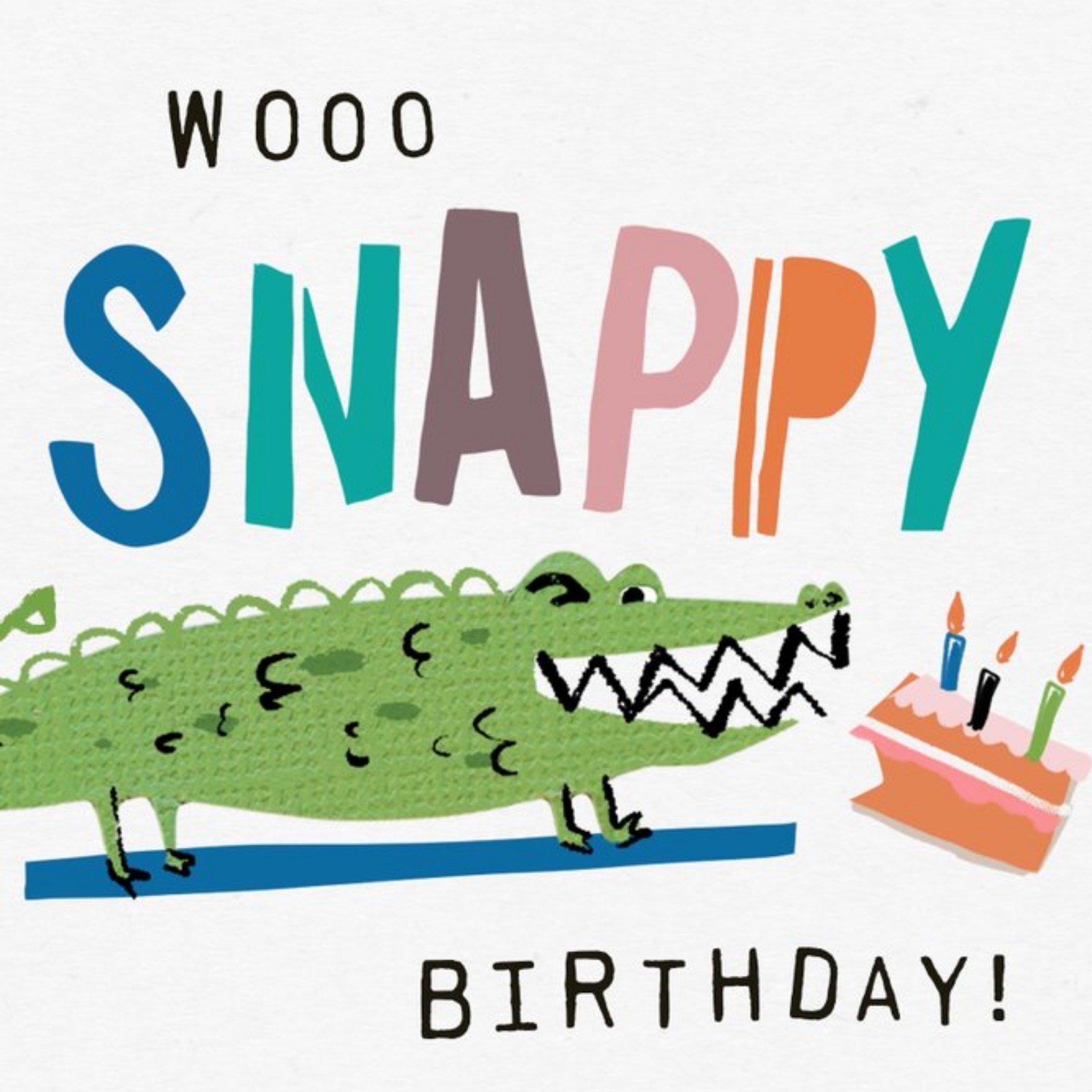 Moonpig Cat & Clo Bright, Fun, Typographic Illustration Of A Crocodile Birthday Card, Large