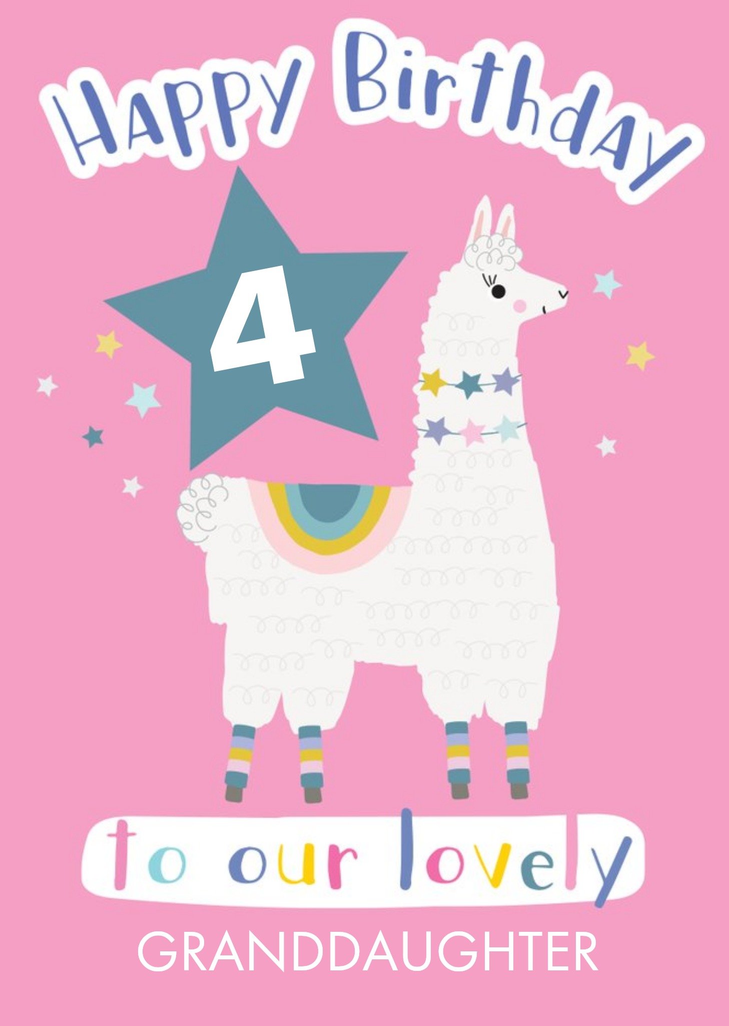 Moonpig Cute Llama Illustration Personalised Granddaughter Birthday Card, Large