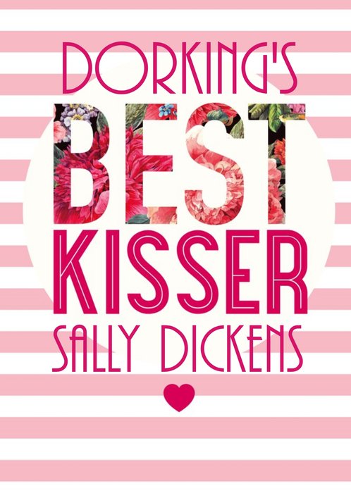 Pink Striped Personalised Best Kisser Card