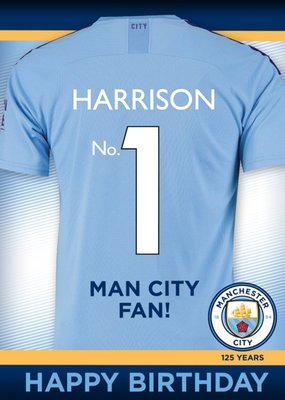 Manchester City Football Club No.1 Fan Football Shirt Birthday Card