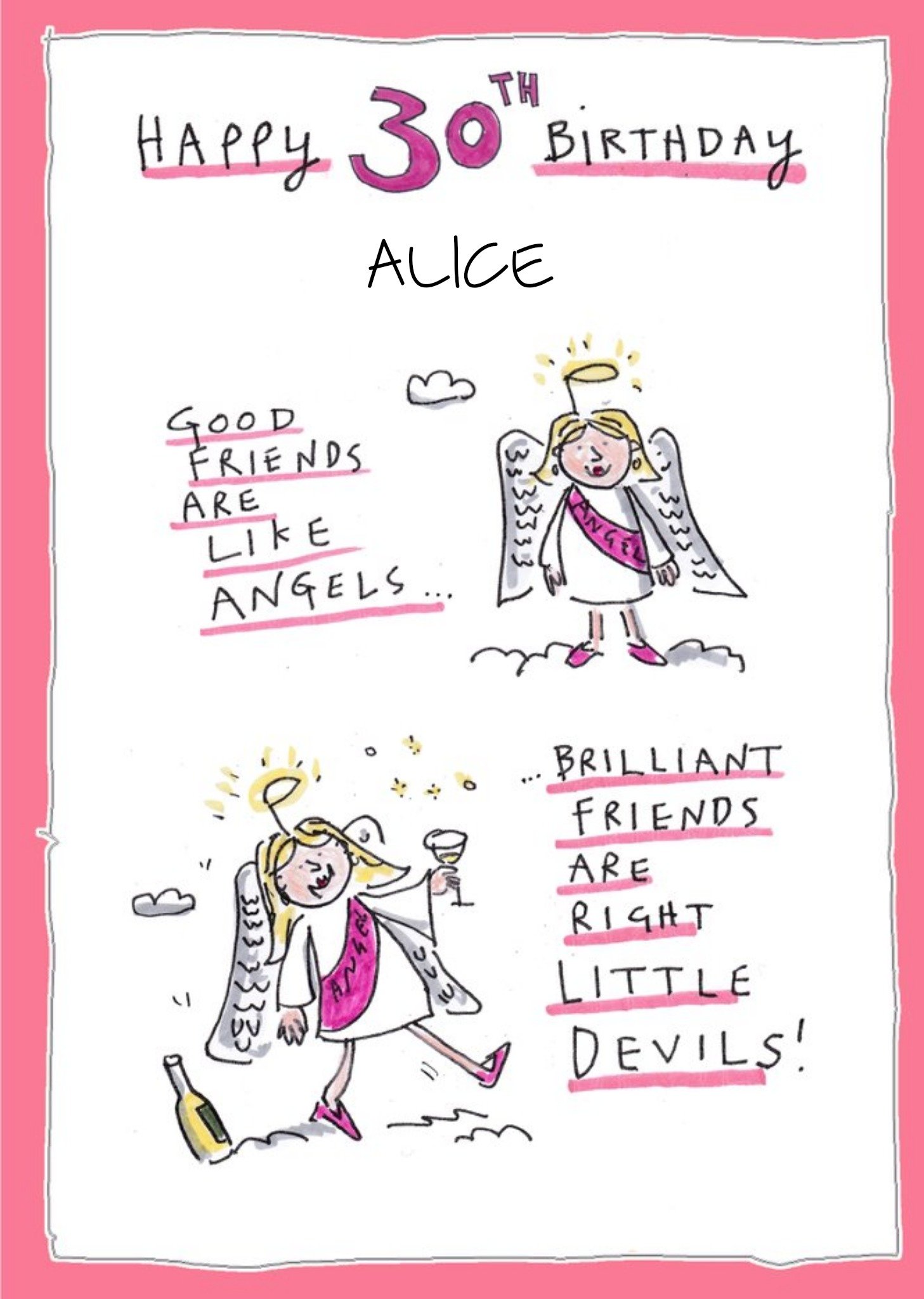 Funny Friends Are Like Angels And Devils 30th Birthday Card Ecard