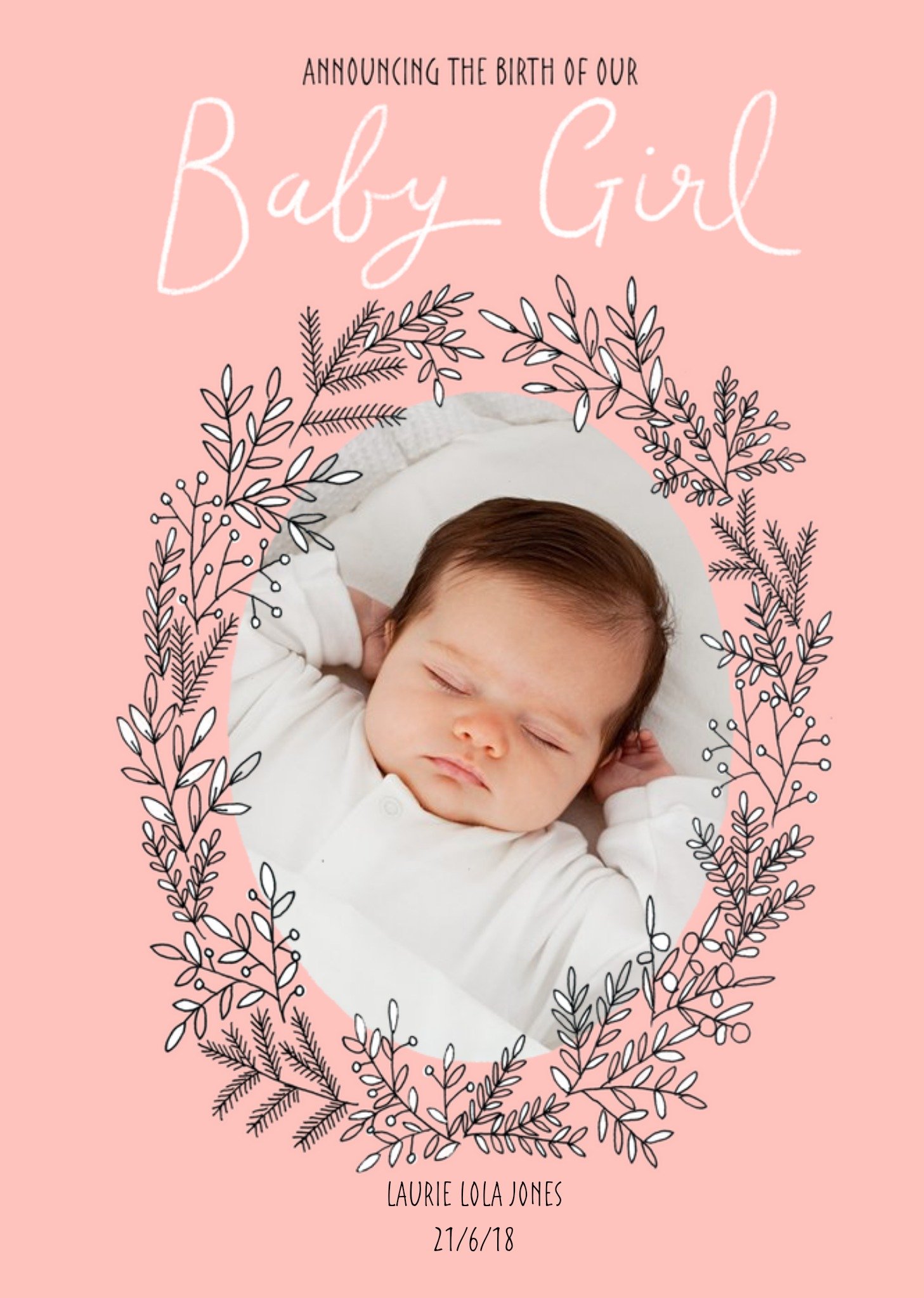 Announcing Our Baby Girl Photo Upload Card Ecard