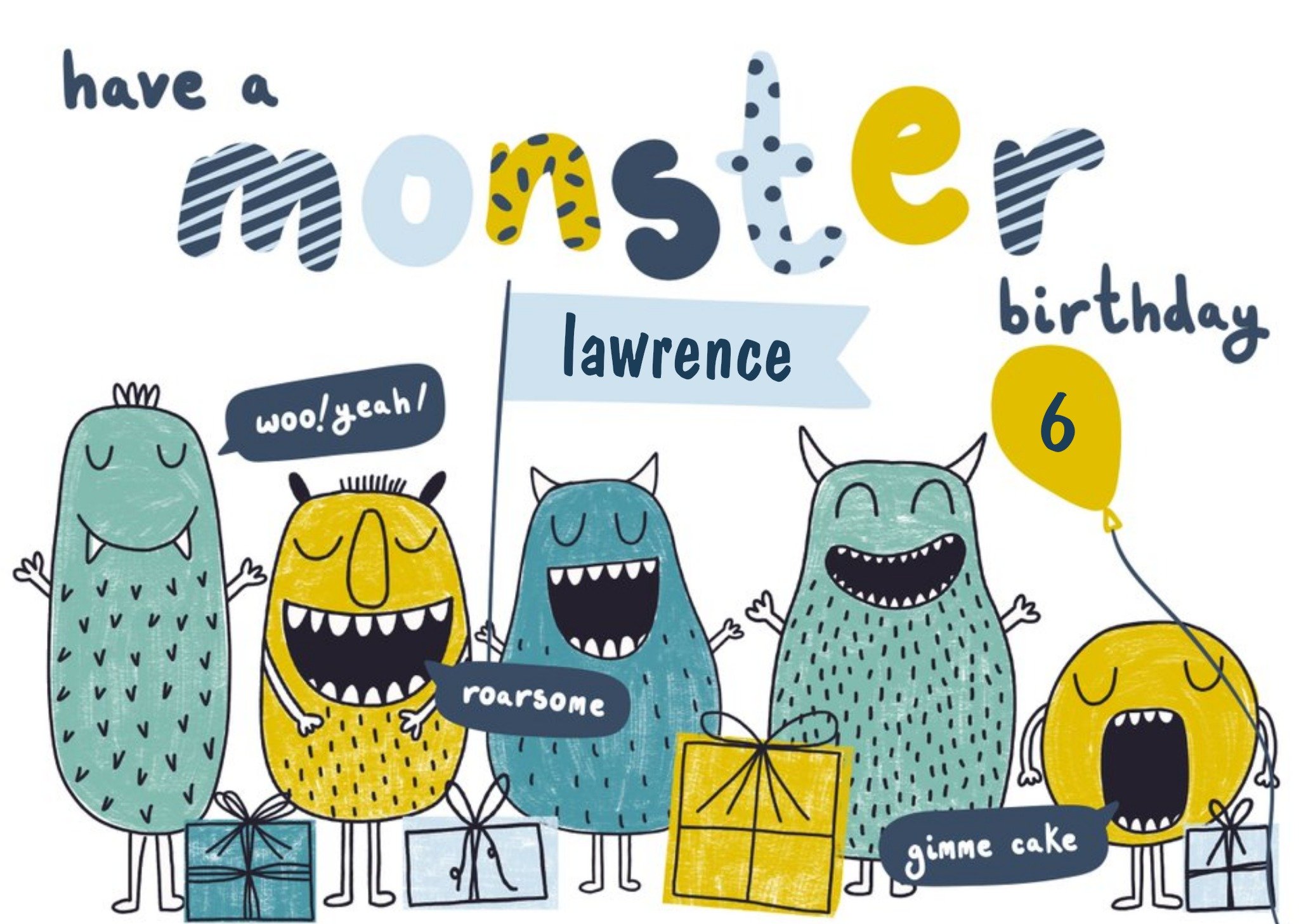 Moonpig Monster Birthday Card, Large
