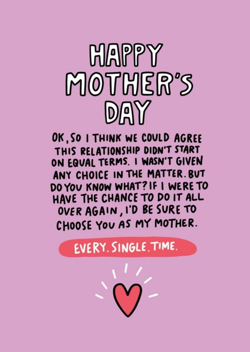 Angela Chick Sentimental Verse I'd Pick You Mum Mother's Day Card