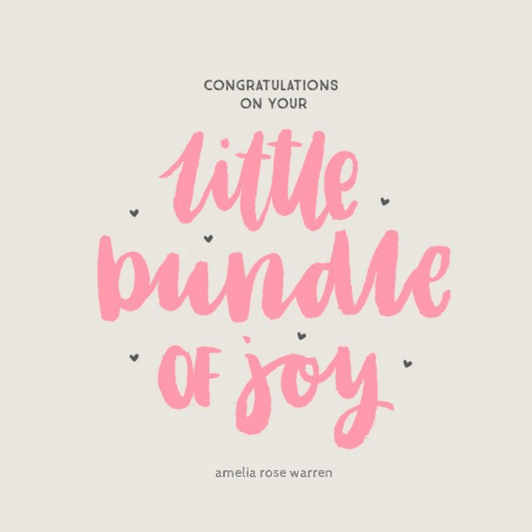 Moonpig Personalised Congrats On You Bundle Of Joy New Baby Card, Square