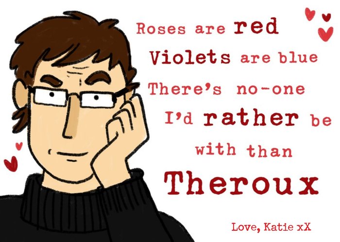 Cartoon Louis Theroux Roses Are Red Personalised Valentine's Day Card