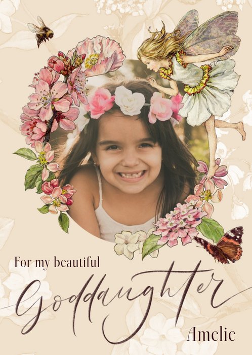 Flower Fairies Beautiful Goddaughter Photo Upload Birthday Card