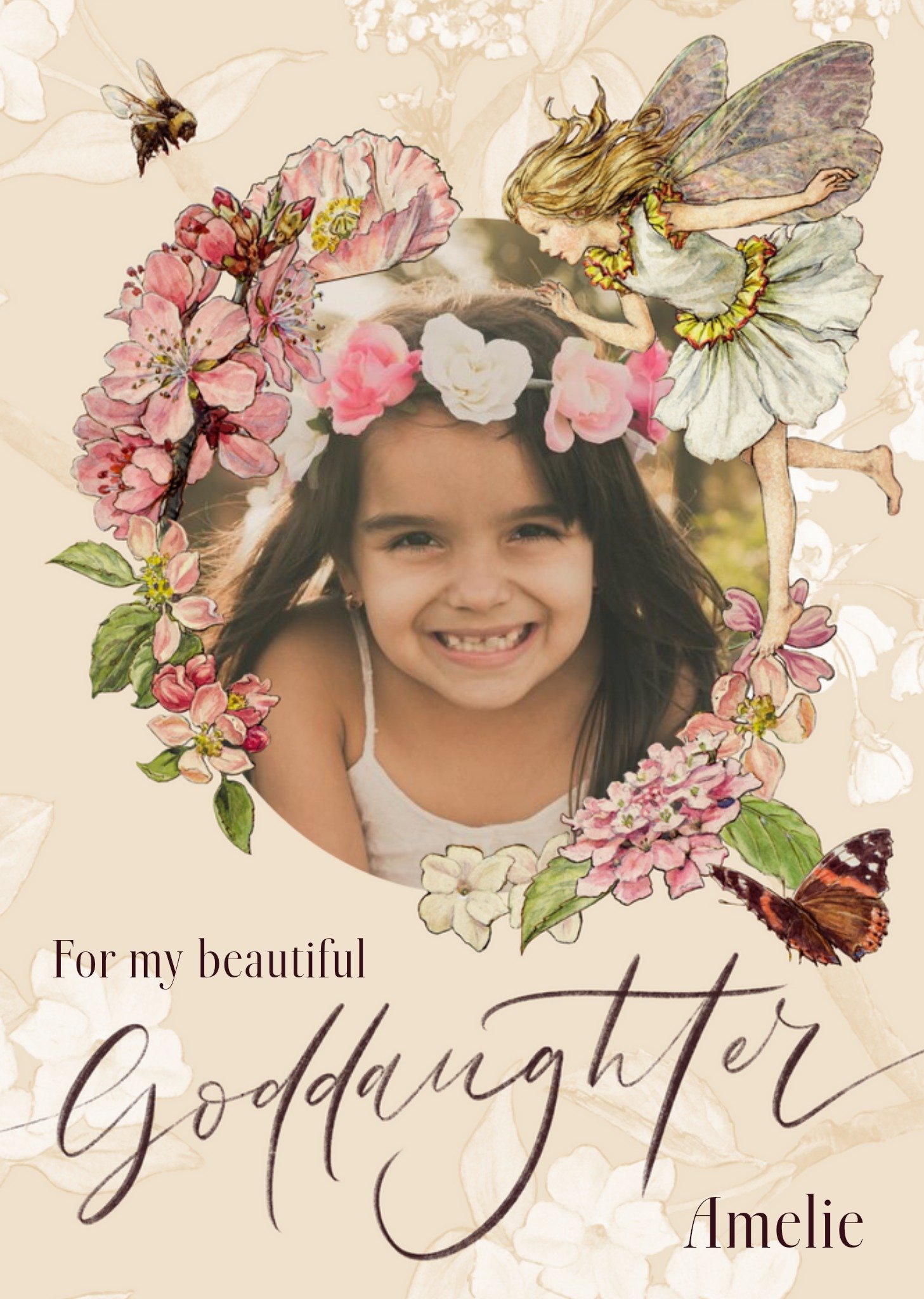 Flower Fairies Beautiful Goddaughter Photo Upload Birthday Card Ecard