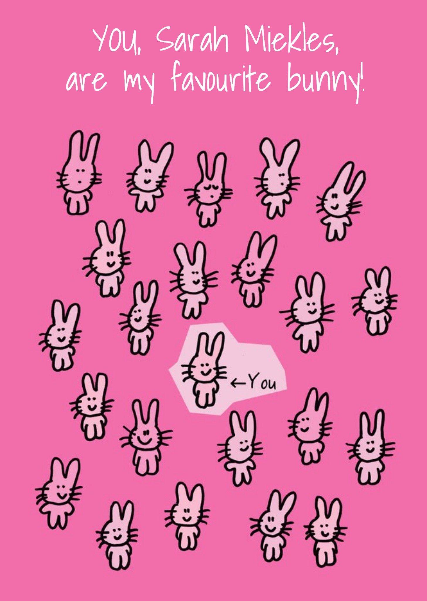 Moonpig Personalised Youre My Favourite Bunny Card, Large