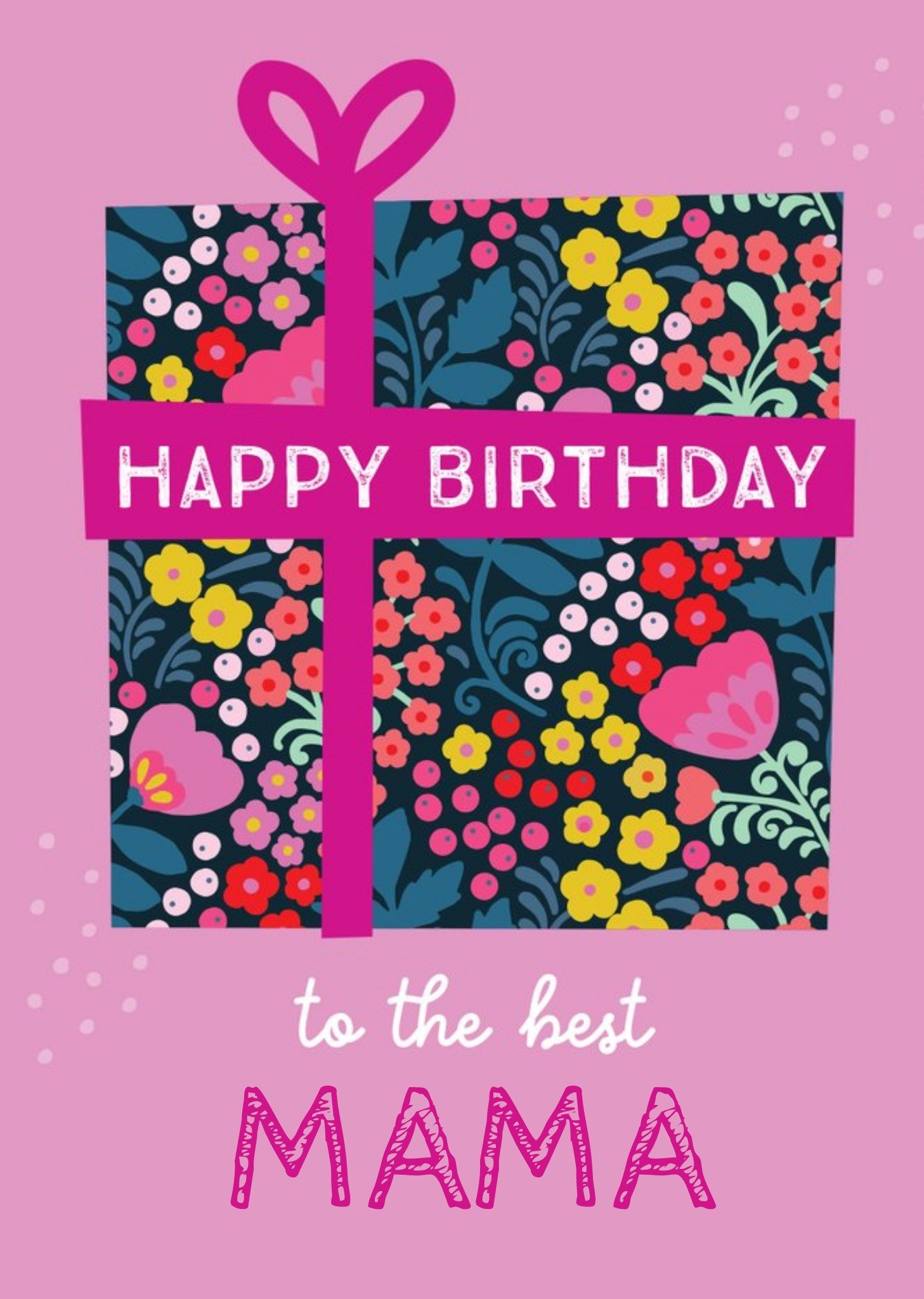 Moonpig Bright Floral Best Mama Birthday Card, Large