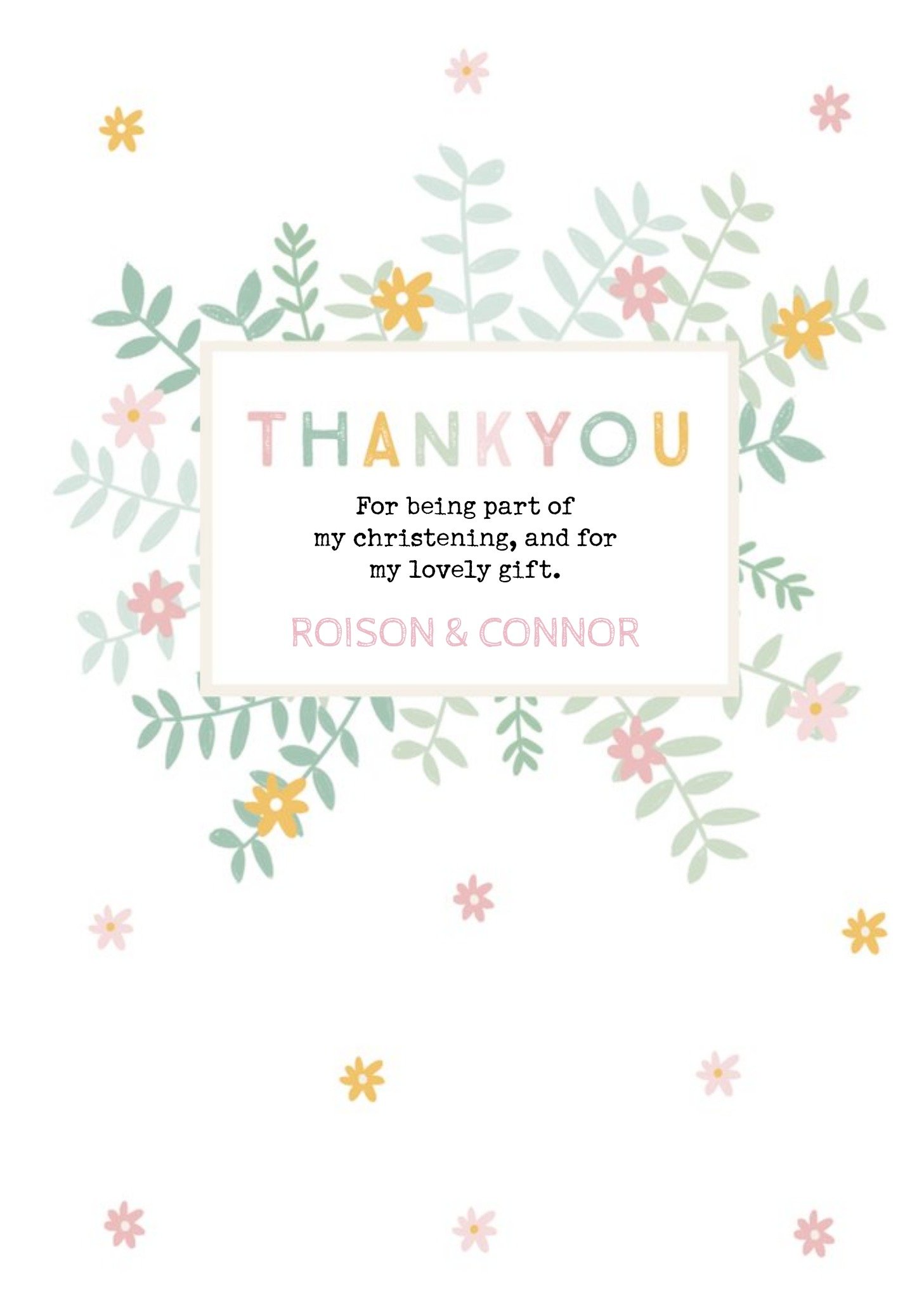 Cute Thoughtful Thanks For Being Part Of My Christening Thank You Card Ecard