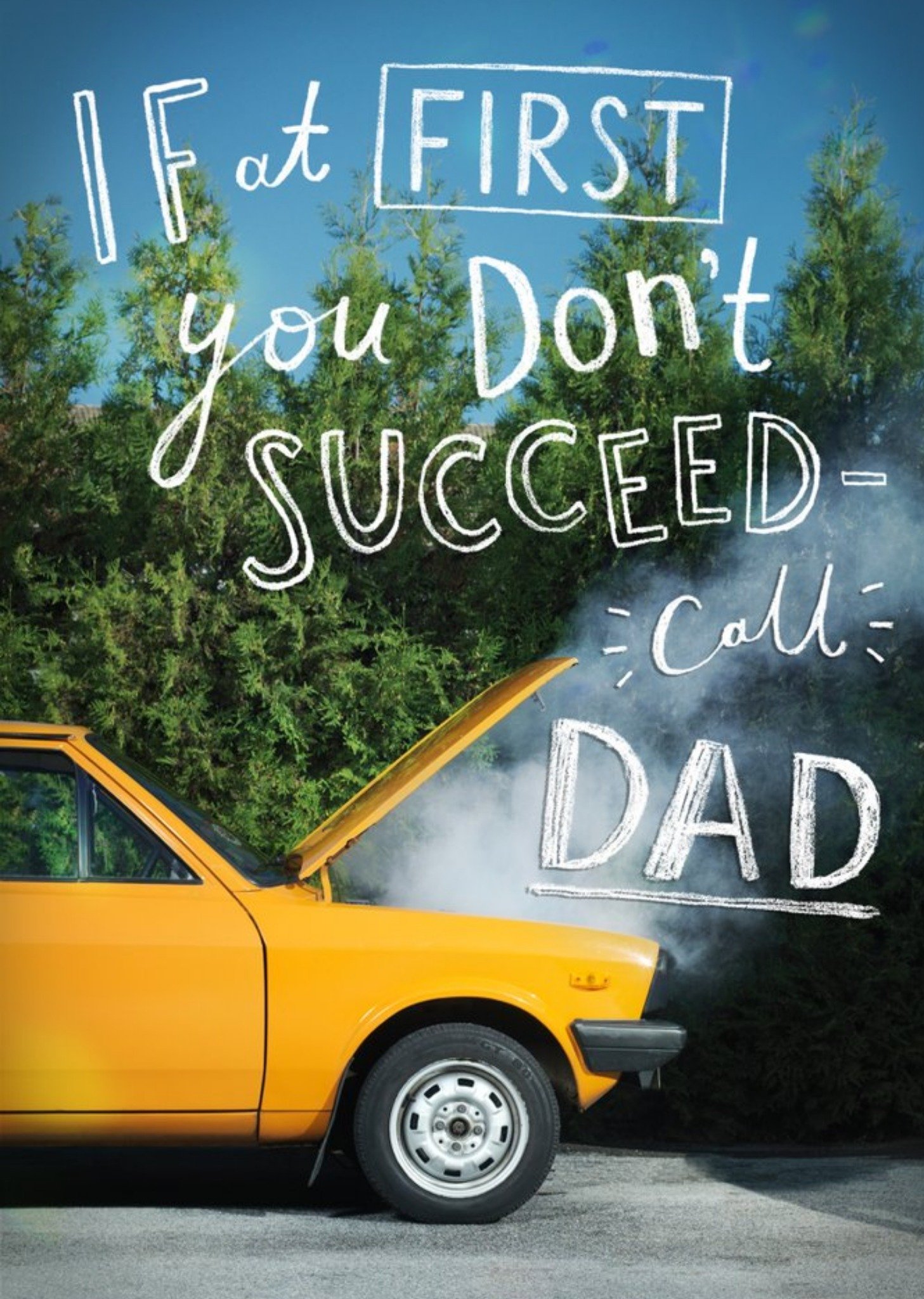 Call Dad Yellow Car Card