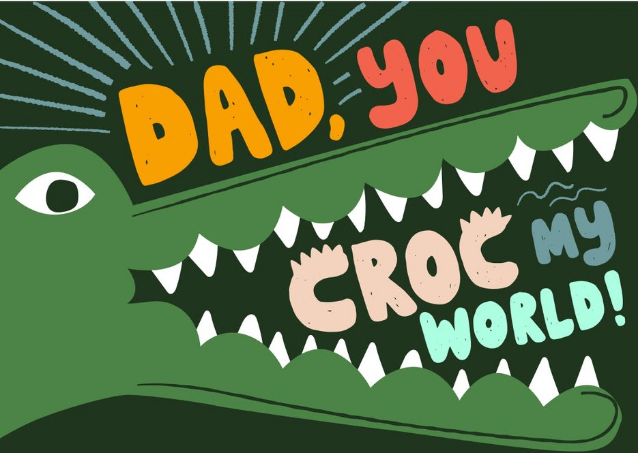 Beck Ng Typographic Colourful Dad Father's Day Australia Crocodile Card Ecard