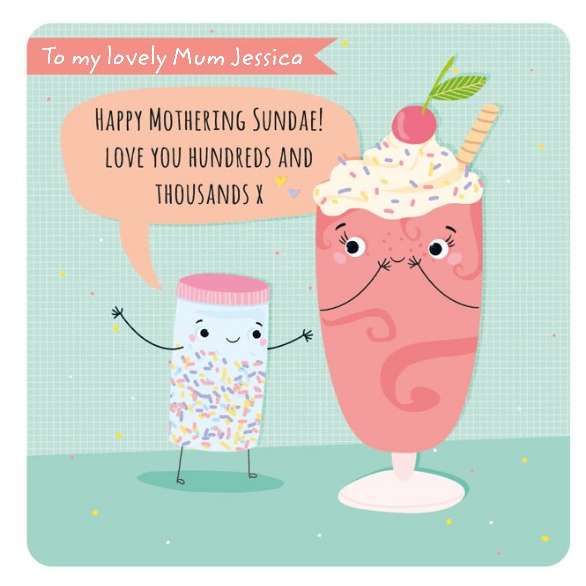 Moonpig Mother's Day Card - Mum - Ice Cream Sundae, Square
