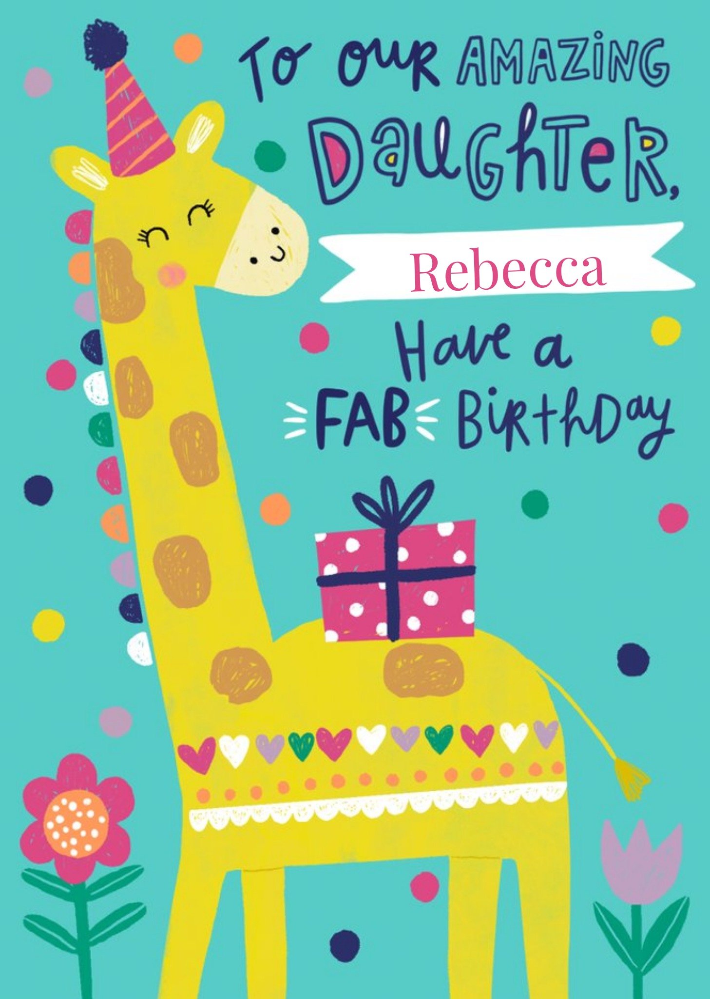 Moonpig To Our Amazing Daughter Have A Fab Birthday Quirky Giraffe Birthday Card, Large