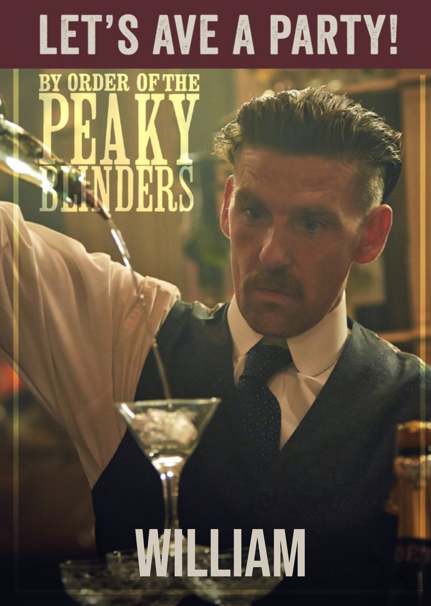 Peaky Blinders Let's Have A Party Personalised Birthday Card, Large