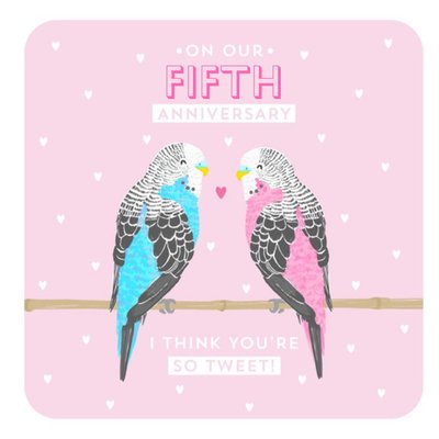 Tweet Love Birds Illustration Anniversary Pun Card