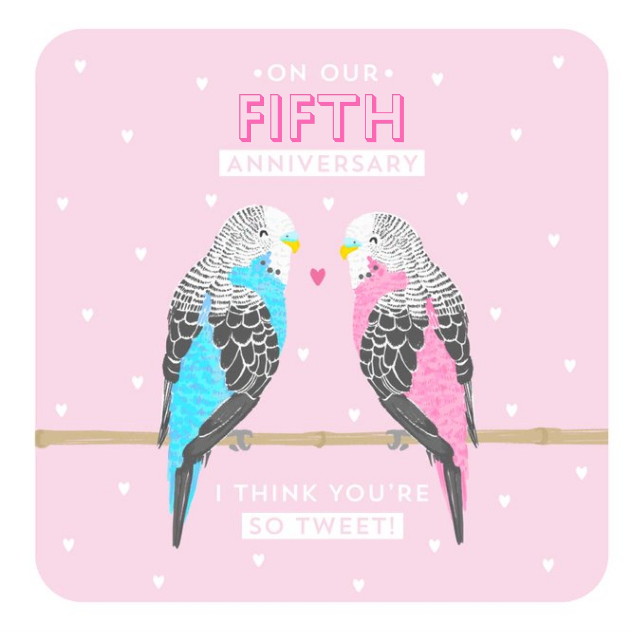 Tweet Love Birds Illustration Anniversary Pun Card, Square