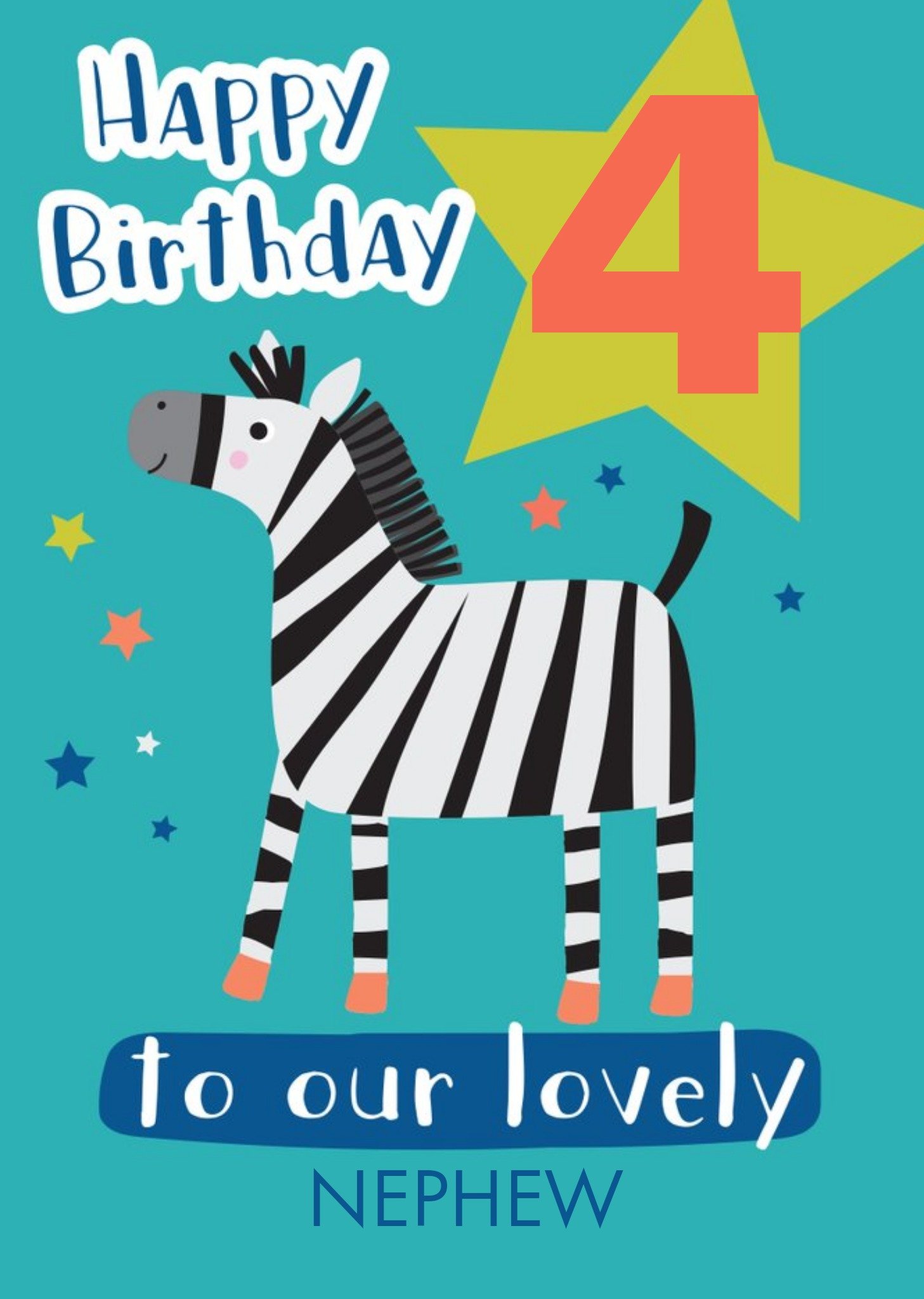 Cute Zebra Illustration Personalised Nephew Birthday Card Ecard