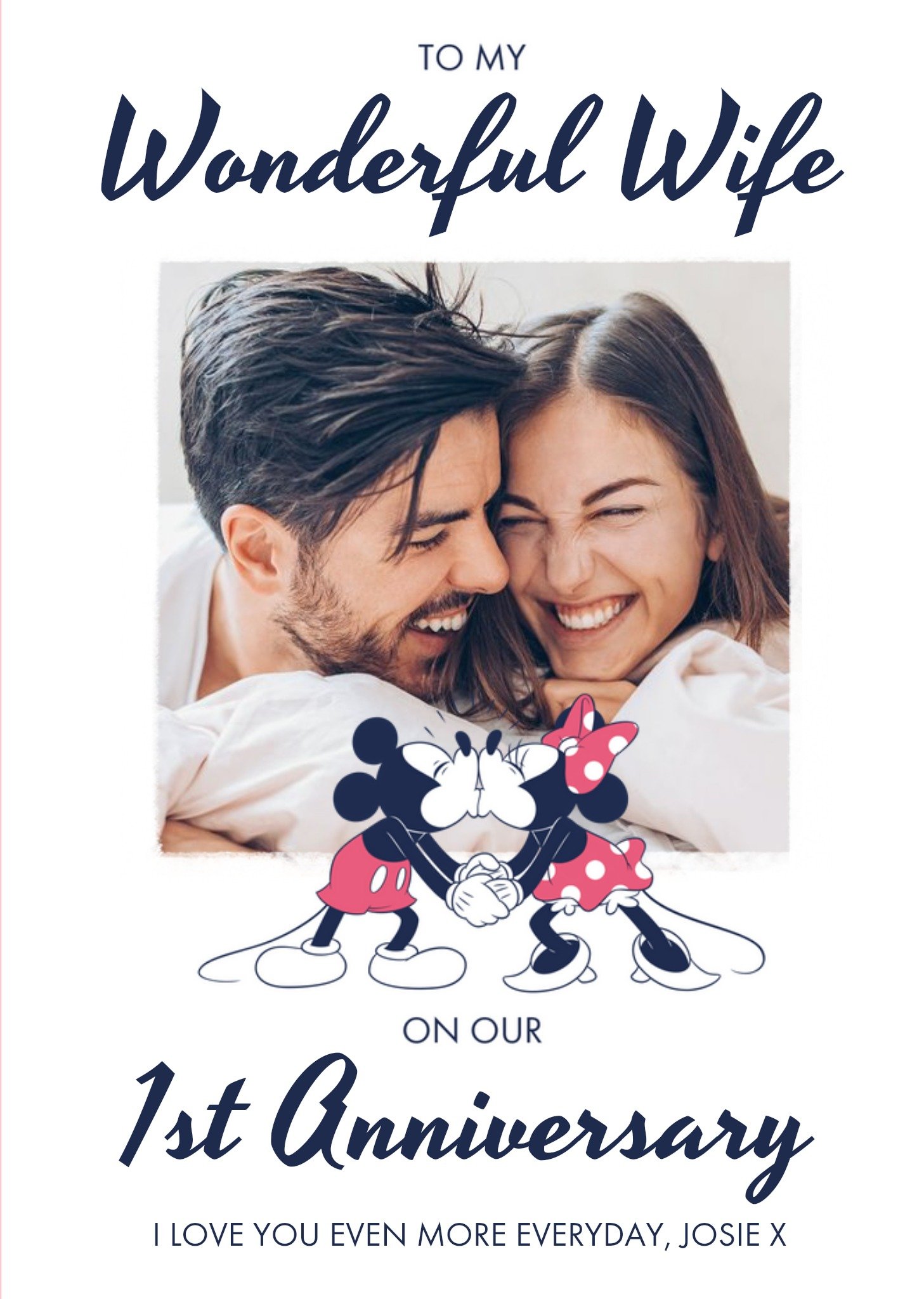 Mickey Mouse Disney Mickey And Minnie Mouse Wonderful Wife 1st Anniversary Photo Upload Card Ecard