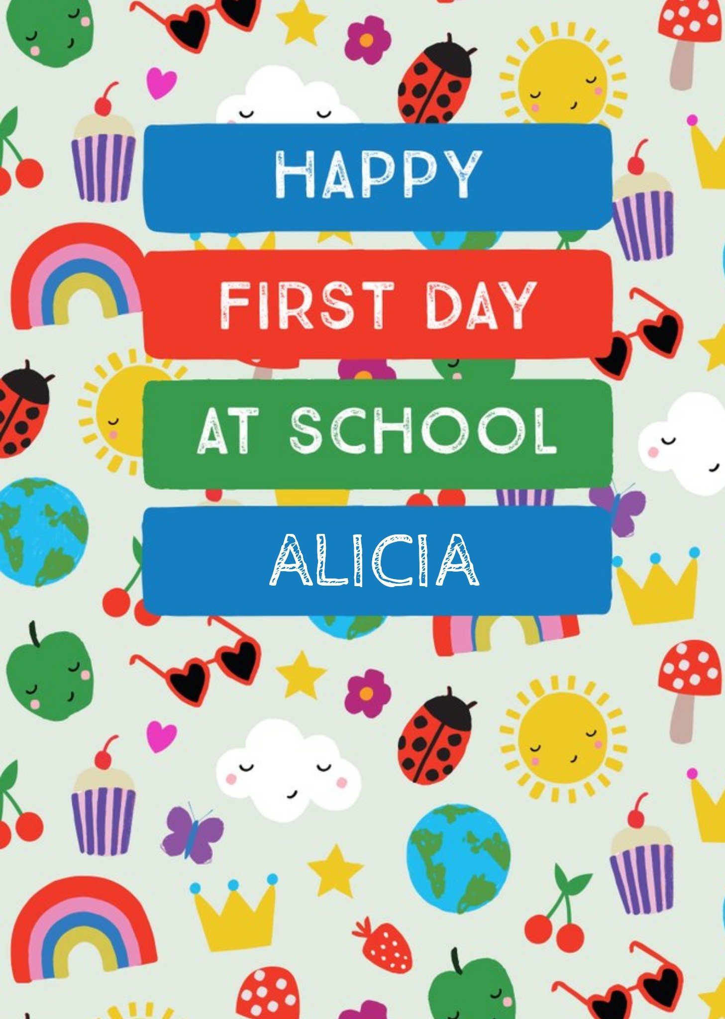 Cute Illustrative Personalised First Day Of School Card Ecard