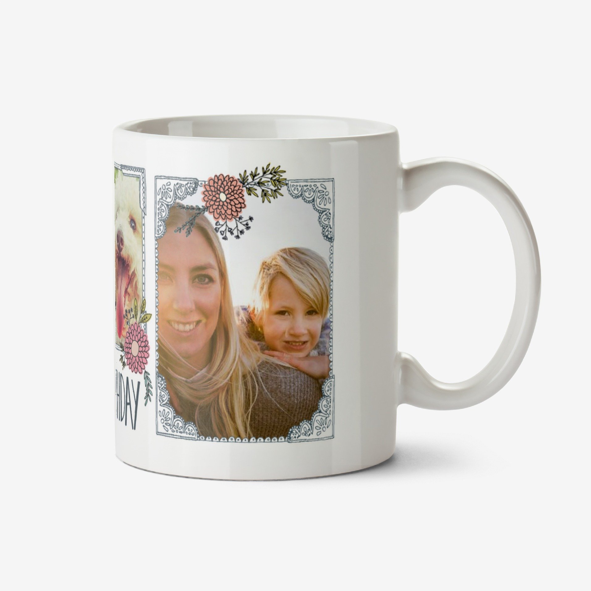 Pretty Flowers And Bees Multi-Photo Birthday Mug Ceramic Mug