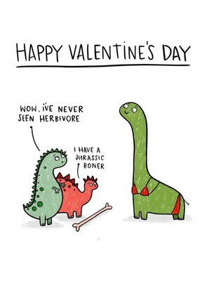 Love Funny Pun Dinosaur Herbivore Happy Valentines Day Card
