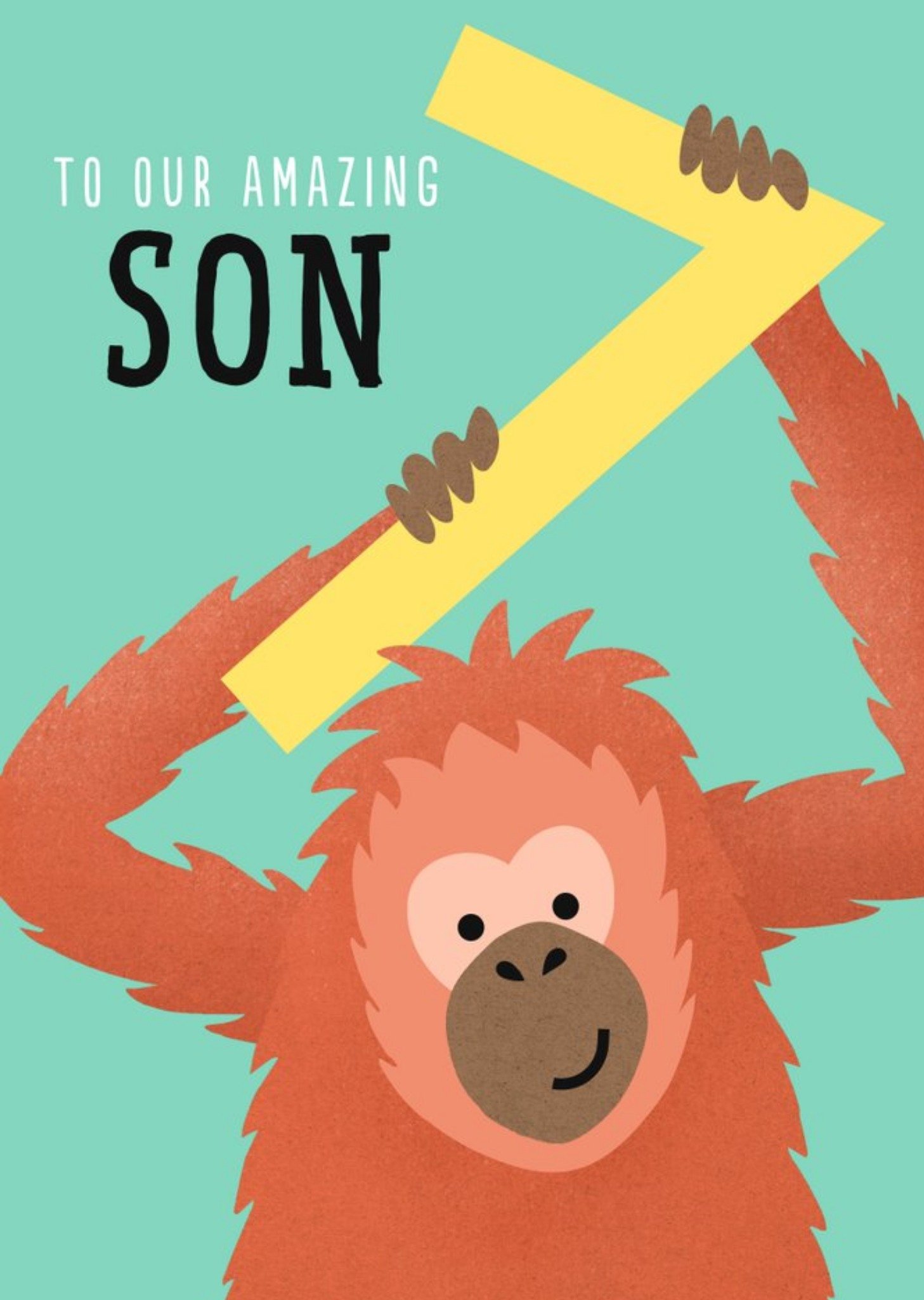 Moonpig Orangutan 7th Birthday Card, Large